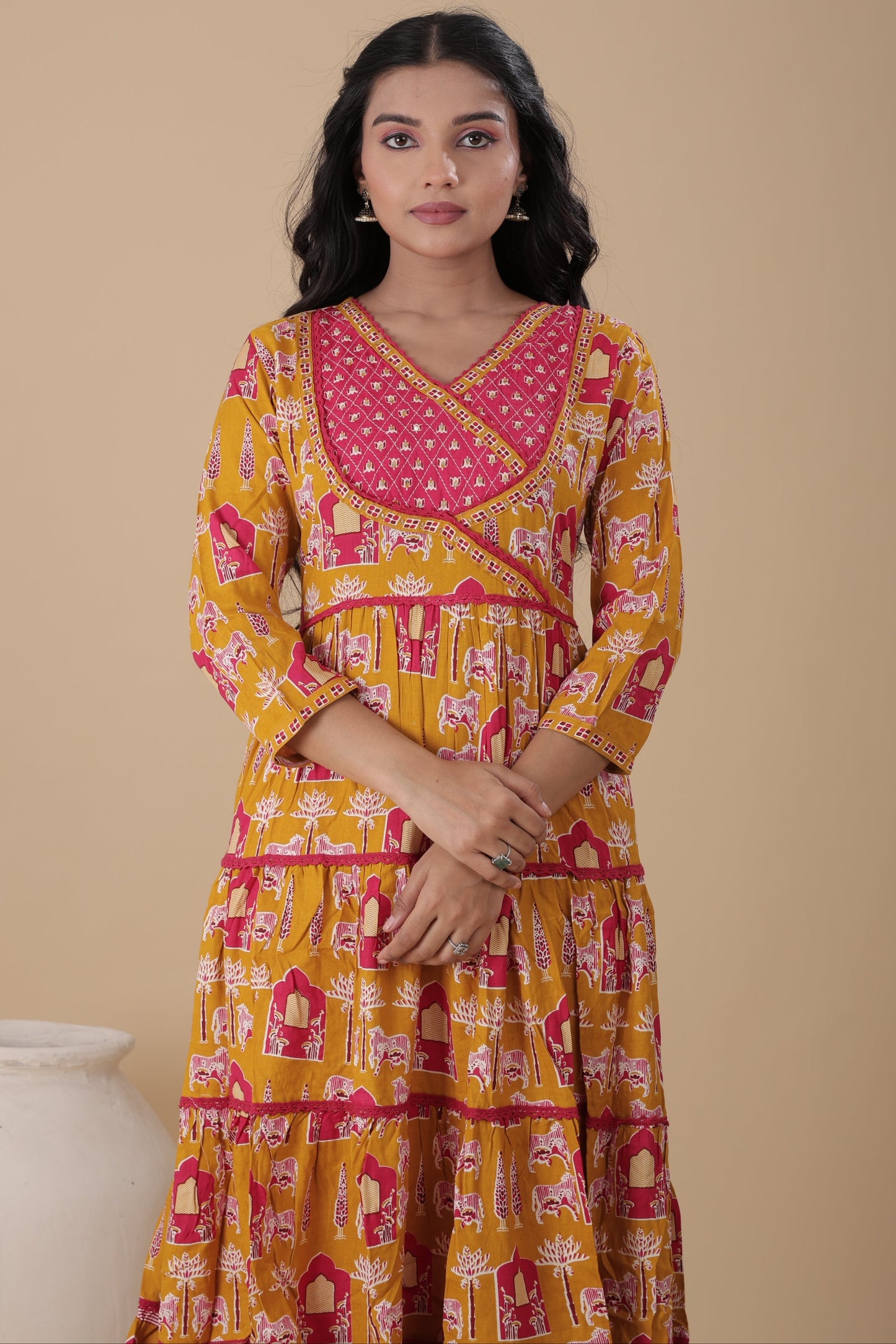 Elegant Rayon Kurti Pant Set with Handwork & Cotton Dupatta for Women