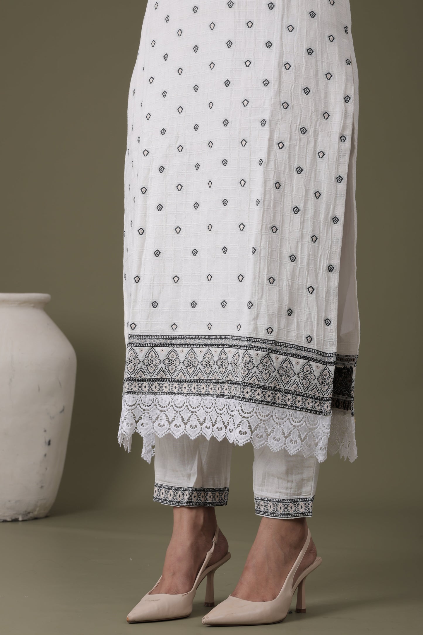 Women’s Festive Wear Kurti Set | Bubble Cotton Kurti, Cotton Pant & Heavy Dupatta
