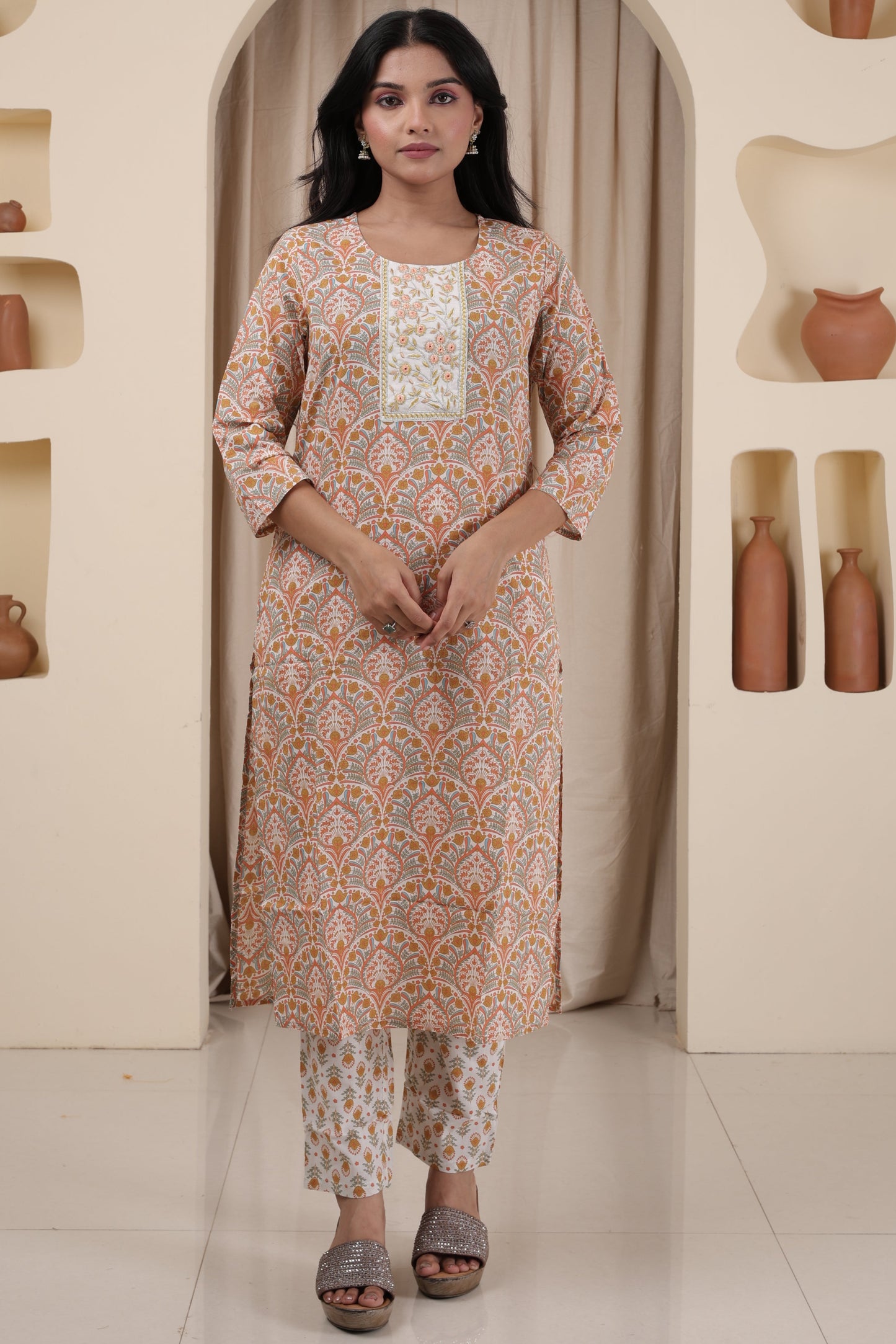 Elegant Women’s Cotton Kurti Set | Pure 60x60 Cotton Kurti with Dupatta & Pants