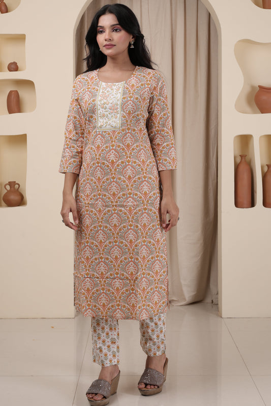 Elegant Women’s Cotton Kurti Set | Pure 60x60 Cotton Kurti with Dupatta & Pants