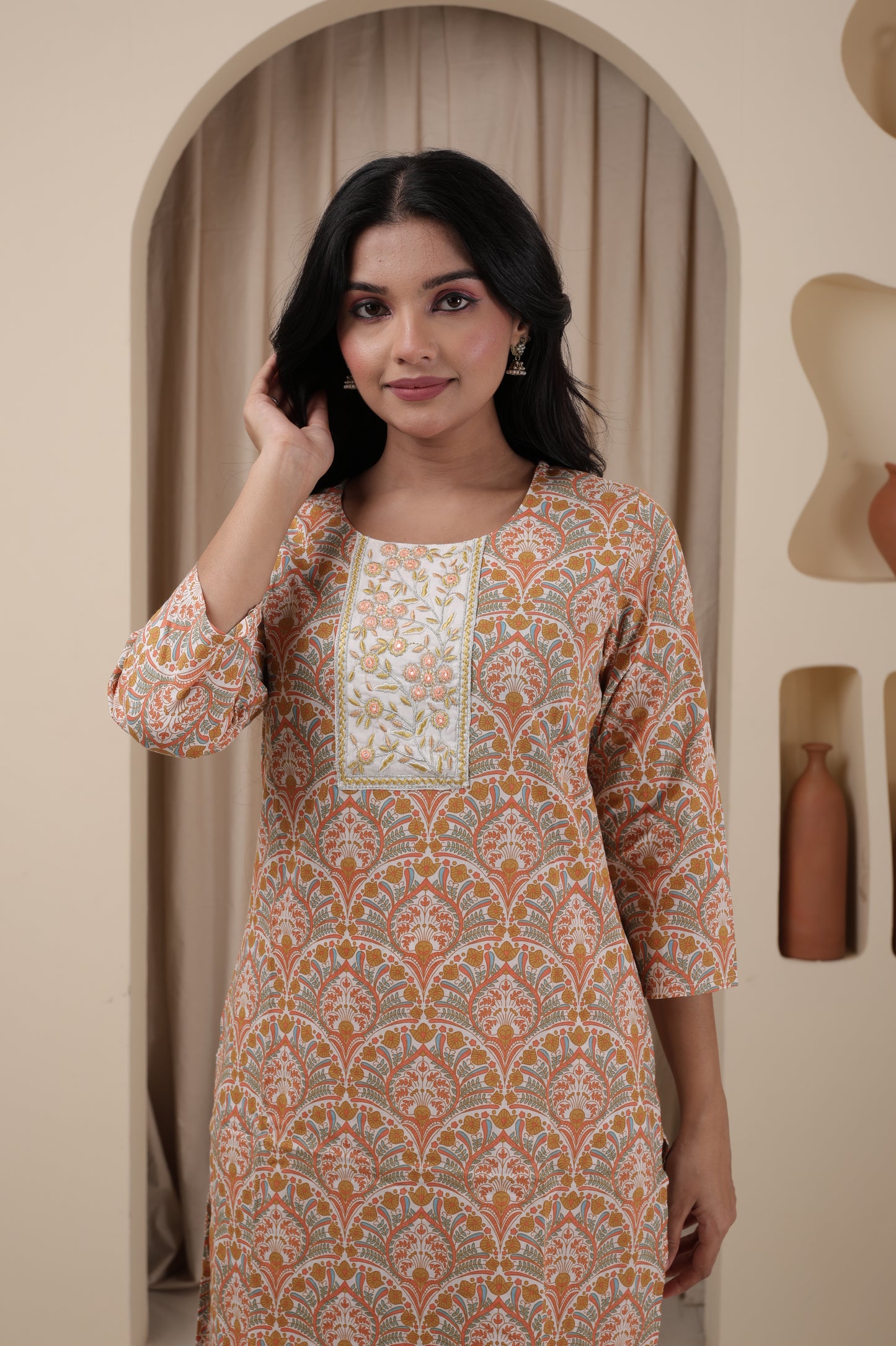 Elegant Women’s Cotton Kurti Set | Pure 60x60 Cotton Kurti with Dupatta & Pants