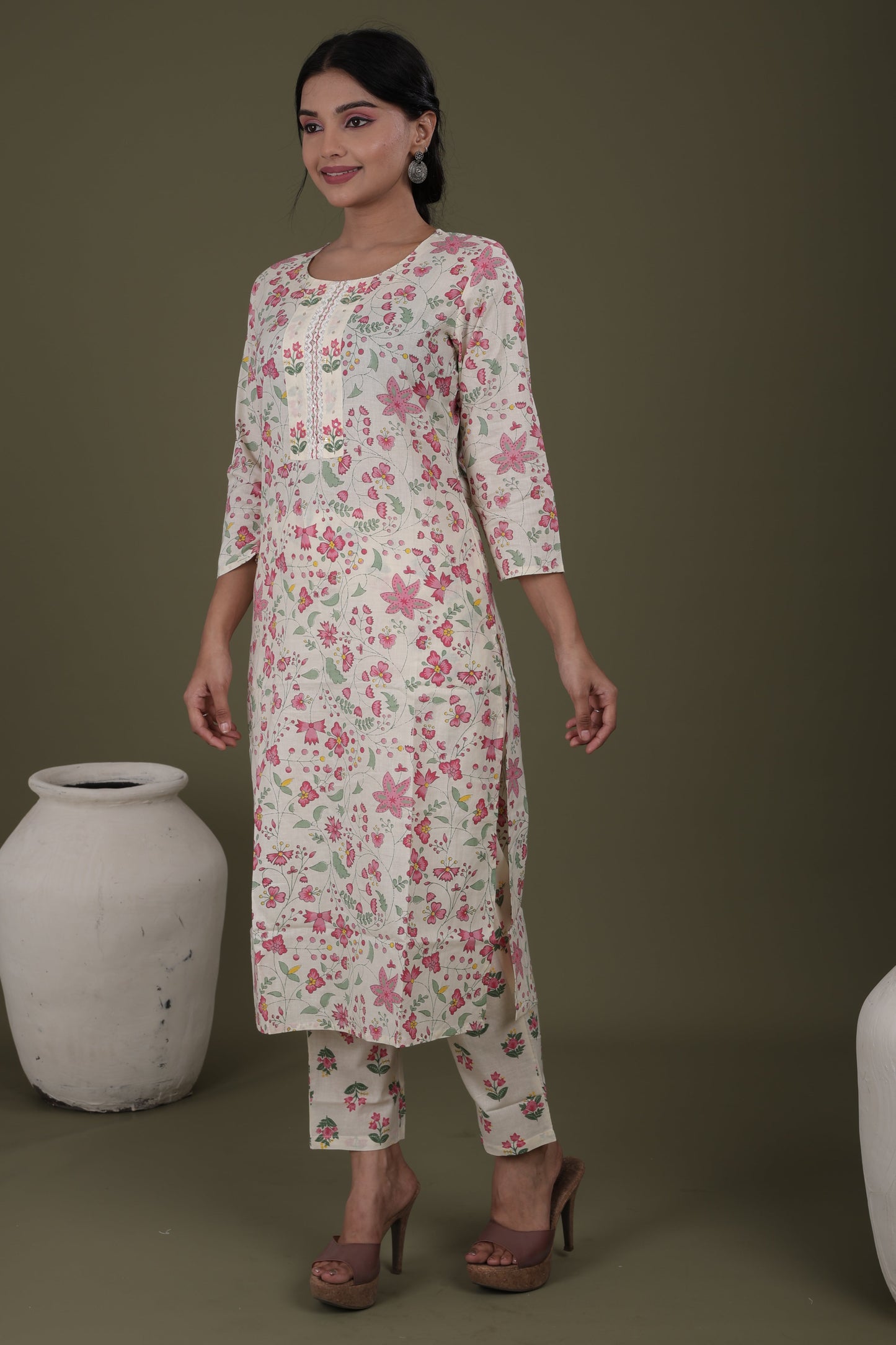 Women’s Daily Wear Cotton Kurti Set | Kurti, Pant & Cotton Dupatta