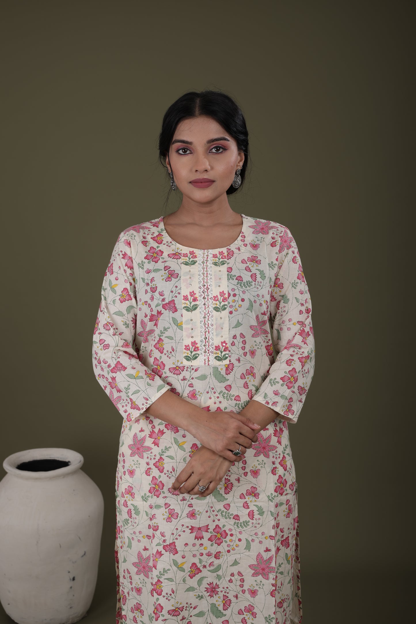 Women’s Daily Wear Cotton Kurti Set | Kurti, Pant & Cotton Dupatta