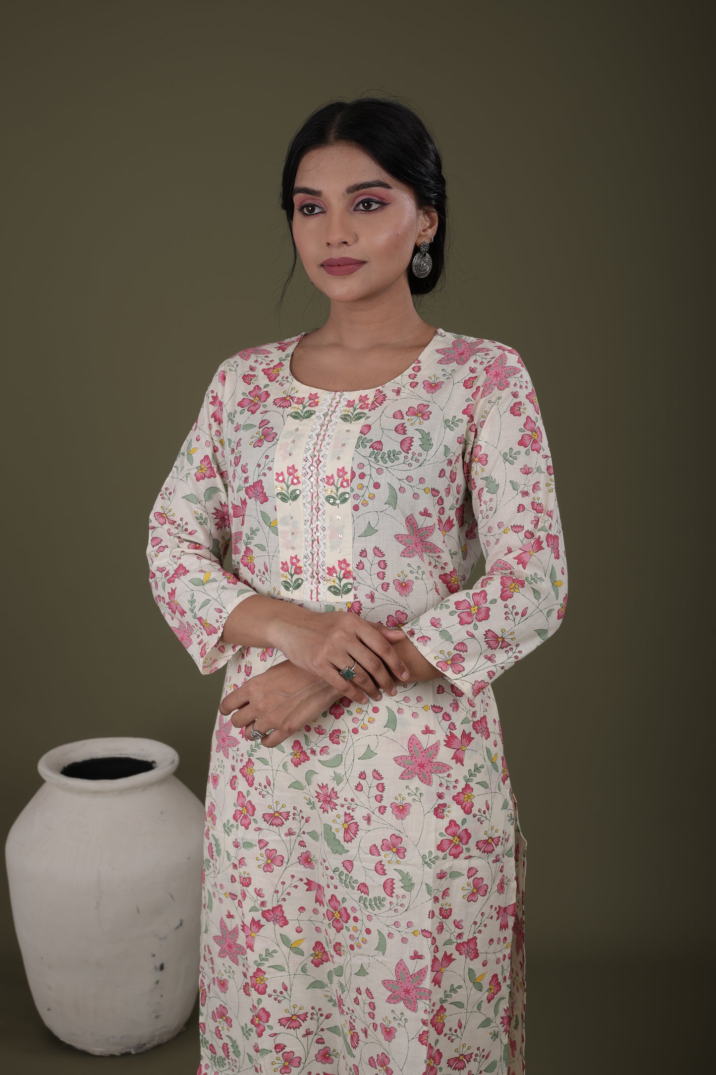 Women’s Daily Wear Cotton Kurti Set | Kurti, Pant & Cotton Dupatta