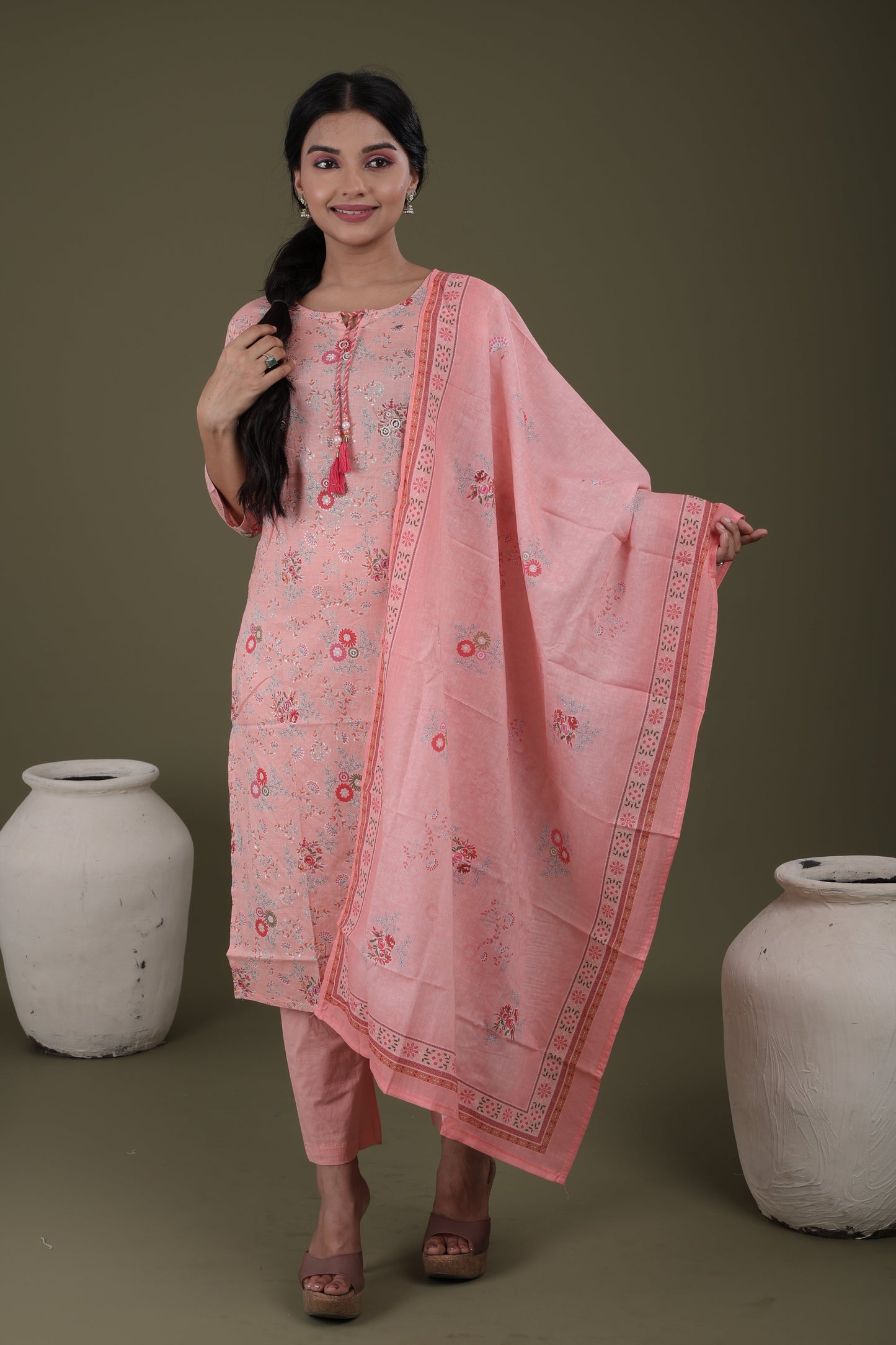 Ethnic Wear Kurti Set | Pure Cotton Kurti, Pant & Digital Print Dupatta